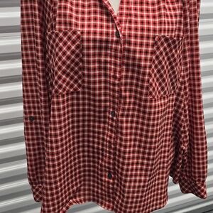 Jones New York Women's Red Checkered Blouse